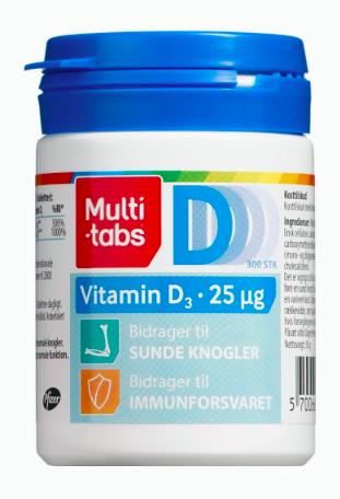 Multi-tabs D3-vitamin 25 µg 300 stk. (udløb: 05/2023)